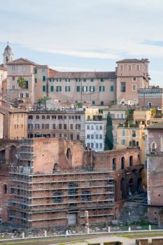 antique ruins of roman forum on Capitoline Hill in Rome, Italy