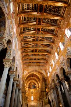 gold painted ceiling of Monreale Cathedral, Sicily