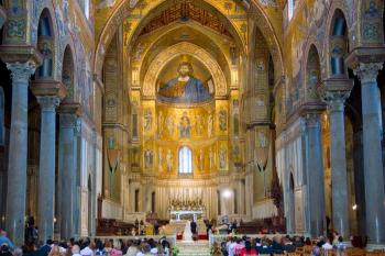 wedding in ancient Norman style cathedral -  Duomo di Monreale, Palermo, Sicily, Italy on June 25, 2011
