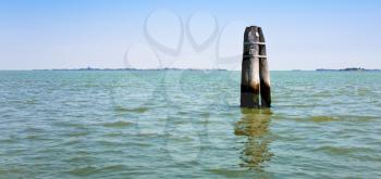 wooden poles in Venetian Lagoon, Venice, Italy