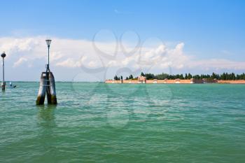 boat traffic poles in Venetian Lagoon, Italy