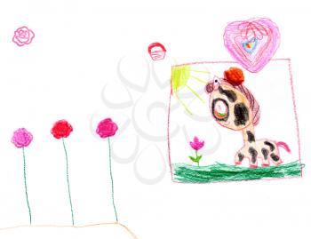 childs drawing - pink dream about pony