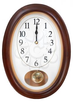 twelve o clock midnight on oval wall clock