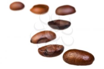 curve pattern from roasted coffee beans with focus foreground