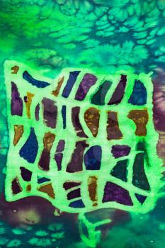 abstract geometric pattern of salting green painted batik