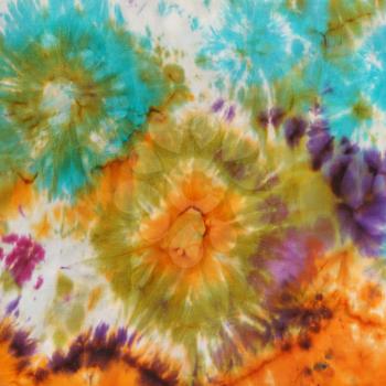 abstract stain pattern of painted silk batik on handmade scarf