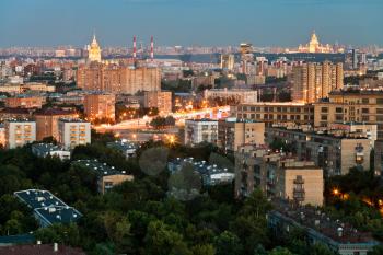 residential areas of Moscow in summer twilight