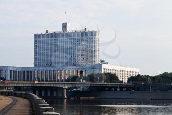 government building Russian White House in Moscow on Krasnopresnenskaya embankment, Russia