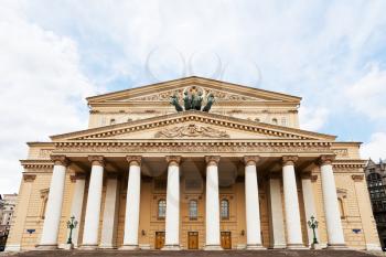 front view of facade of Bolshoi Theater in Moscow