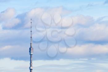 television tower with light blue cloudy sky background