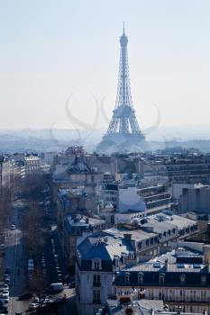 Avenues D Iena and Eiffel tower on background in Paris