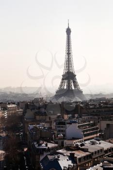 Avenues D Iena and Eiffel tower on background in Paris
