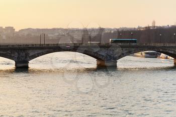 view of Pont des Invalides in Paris on sunset