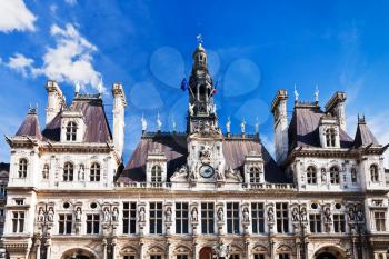front view of palace Hotel de Ville (City Hall) in Paris , France
