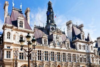 facade of Hotel de Ville (City Hall) in Paris , France