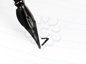 dot the I with metal nib of drawing pen by black ink
