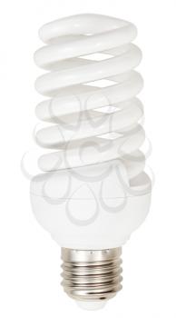 energy-saving helical compact fluorescent lamp on white background