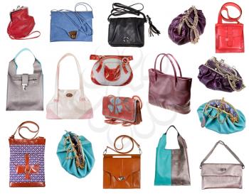 set of ladies bags isolated on white background