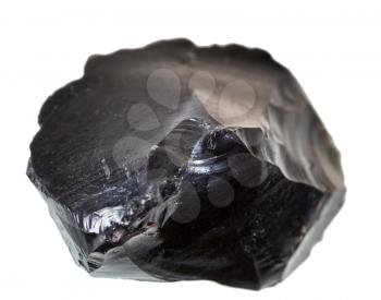 black obsidian stone isolated on white background