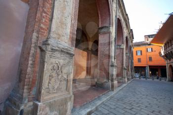 medieval portico - arcade on Bologna street, Italy