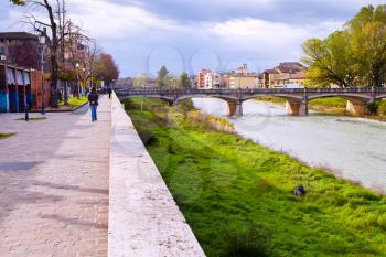view of Parma waterfront in autumn day, Italy
