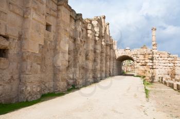 Gate in Large South Theatre - in antique town Jerash, Jordan