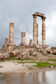 Temple of Hercules in antique citadel in Amman, Jordan