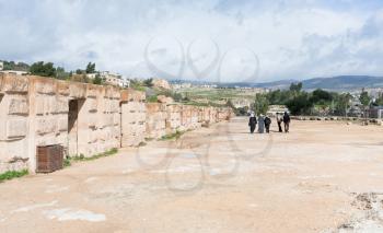 wall of circus hippodrome in Greco-Roman city of Gerasa Jerash in Jordan