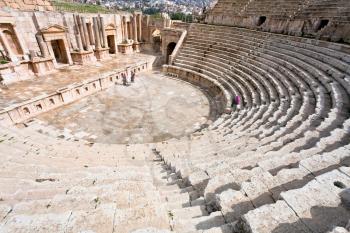 the Large South Theatre - in antique town Jerash, Jordan