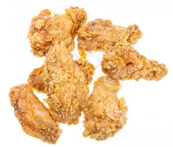 few hot fried chicken wings isolated white background