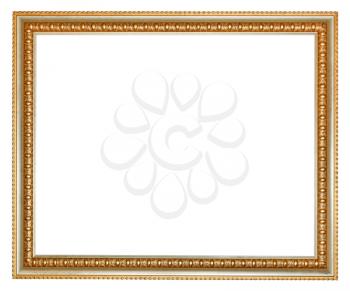 retro classical gilted wooden picture frame with cut out canvas isolated on white background