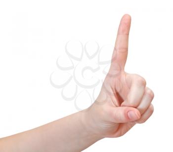 pointing index finger - hand gesture isolated on white background