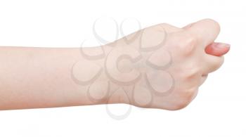 side view of fig finger sign - hand gesture isolated on white background
