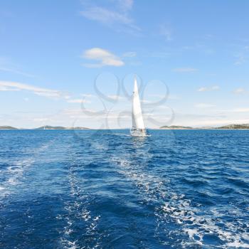 white sail yacht in blue Adriatic sea, Dalmatia, Croatia