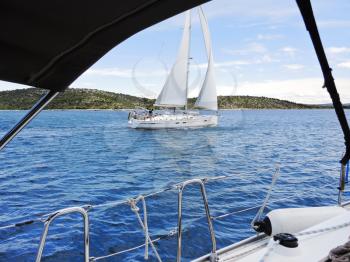 yachting in Adriatic sea, Dalmatia, Croatia in sunny day