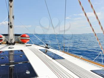yacht deck in blue Adriatic sea, Dalmatia, Croatia