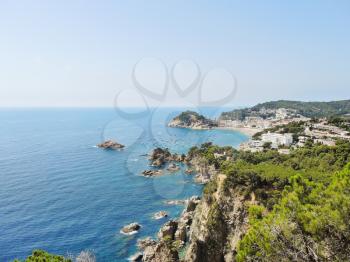 view of town Tossa de Mar from the road to Sant Feliu, Costa Brava, Catalonia, Spain
