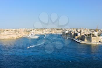 waterfront of Valletta city in summer day, Malta