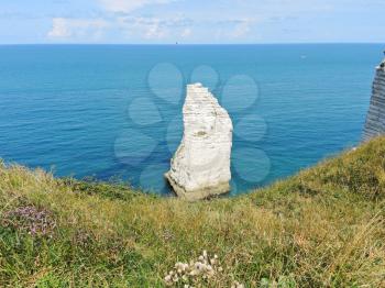 view of english channel near beach of Etretat cote d'albatre, normandy, France