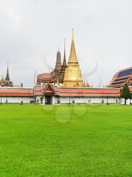 View of Wat Phra Kaew - Temple Complex of the Emerald Buddha in Bangkok, Thailand