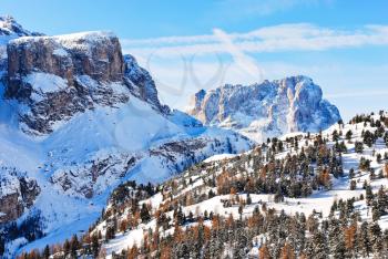 landscape with Dolomites mountain in Val Gardena, Italy