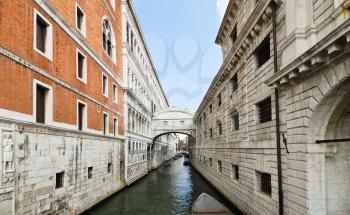 view of Bridge of Sighs (Ponte dei Sospiri) in Venice, Italy