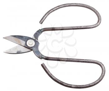 open retro sewing scissors isolated on white background