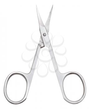 open manicure scissors isolated on white background