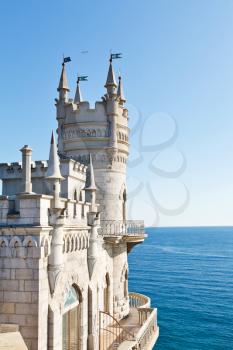Blue sky and Swallow's Nest palace on Southern Coast of Crimea