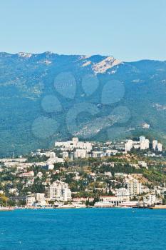 view of Yalta city on Black Sea in Crimea