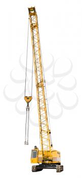 construction yellow crawler crane isolated on white background
