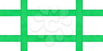 four crossing green satin strips isolated on white background