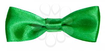 real green satin bow knot isolated on white background