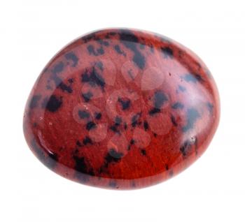 natural mineral gem stone - Mahogany Obsidian gemstone tumbling isolated on white background close up